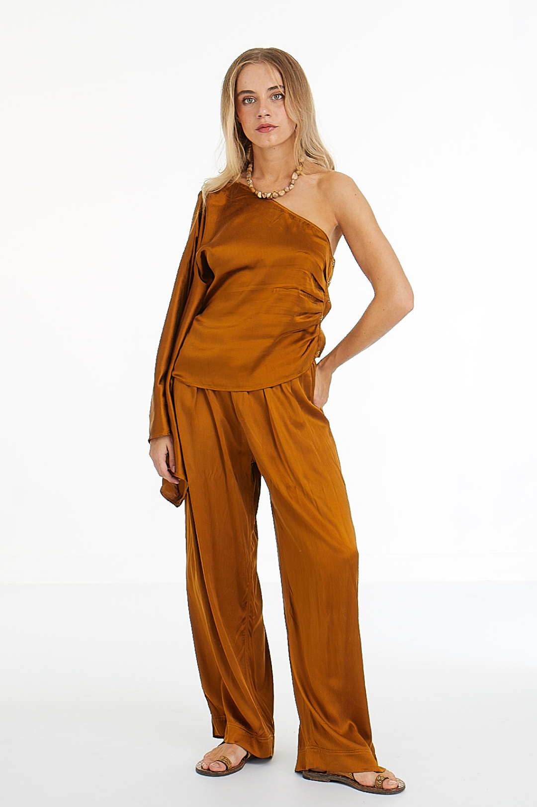 PANTALON BRISE- TERRE BRULEE EN SOIE