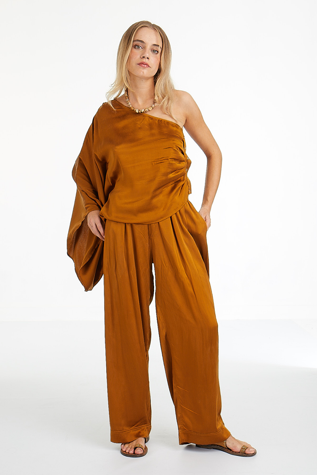 PANTALON BRISE- TERRE BRULEE EN SOIE