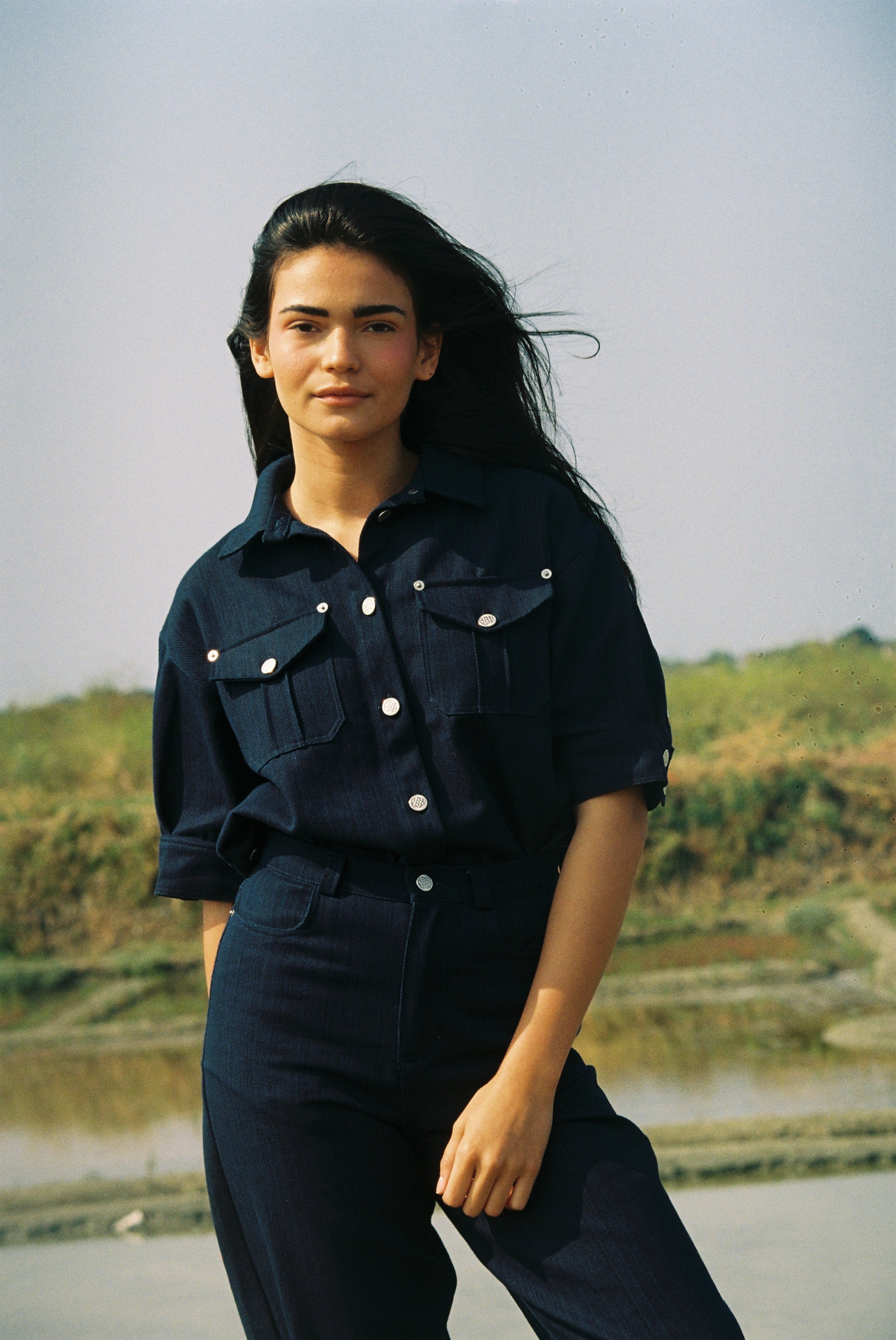Blouse Talkie-Bleu Chiné