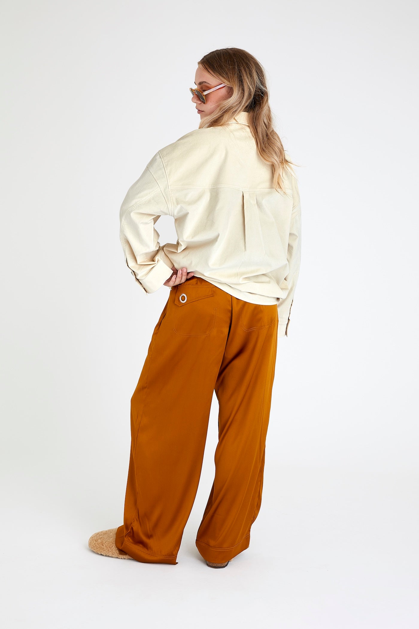 PANTALON BRISE- TERRE BRULEE EN SOIE