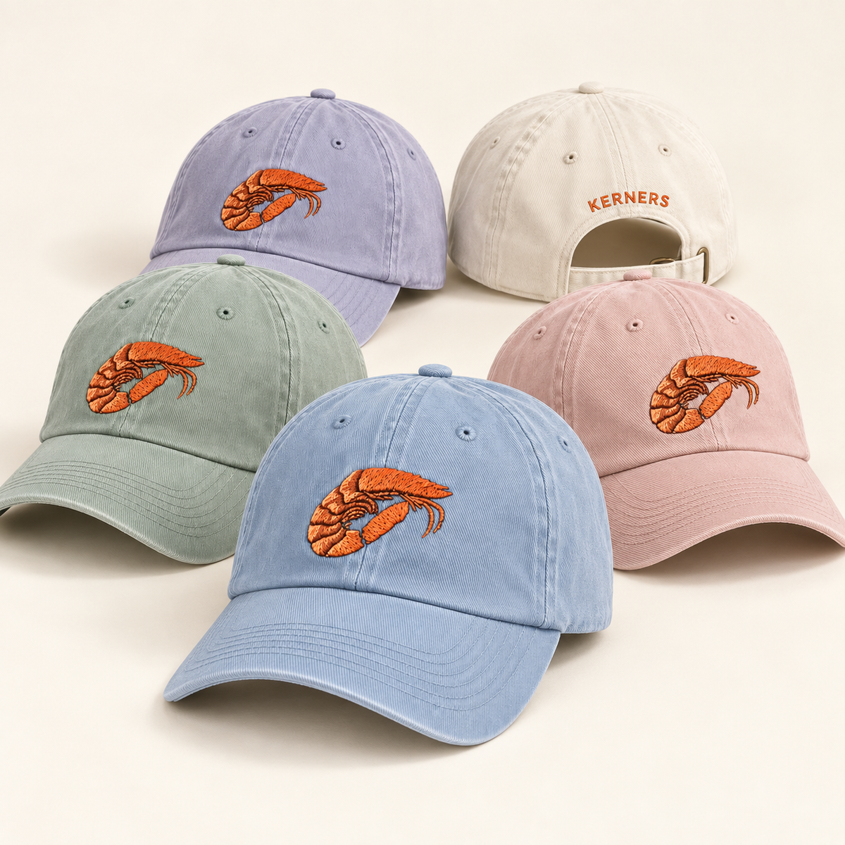 Casquette Crevette — proposition de cinq coloris pastel