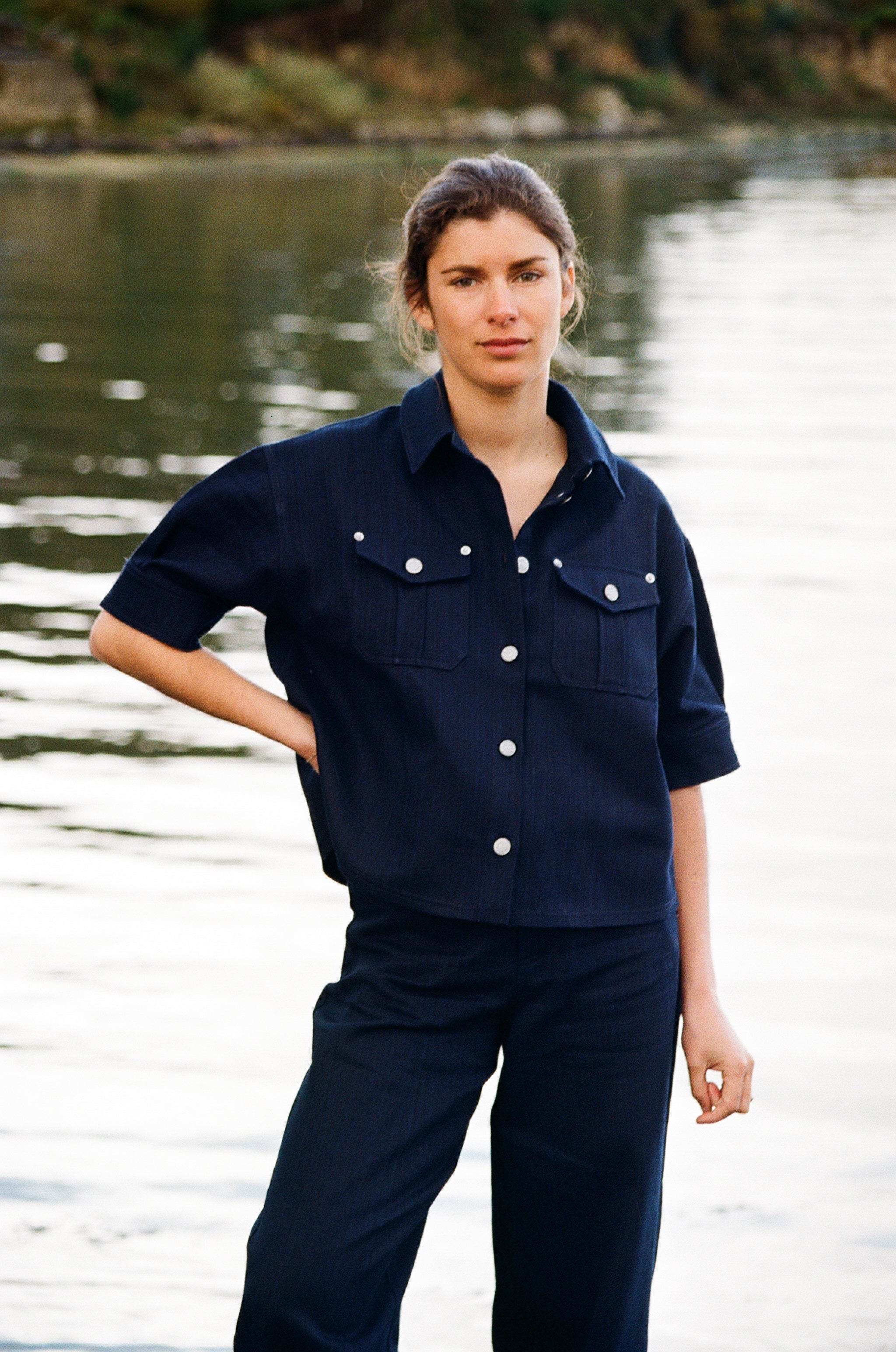 Blouse Talkie-Bleu Chiné